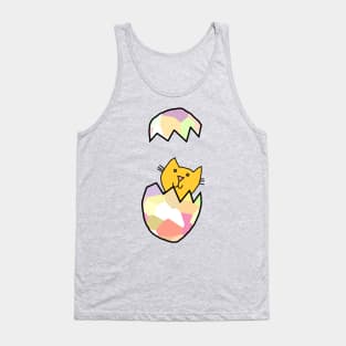 Cute Cat Popping Out of Funny Easter Egg Tank Top